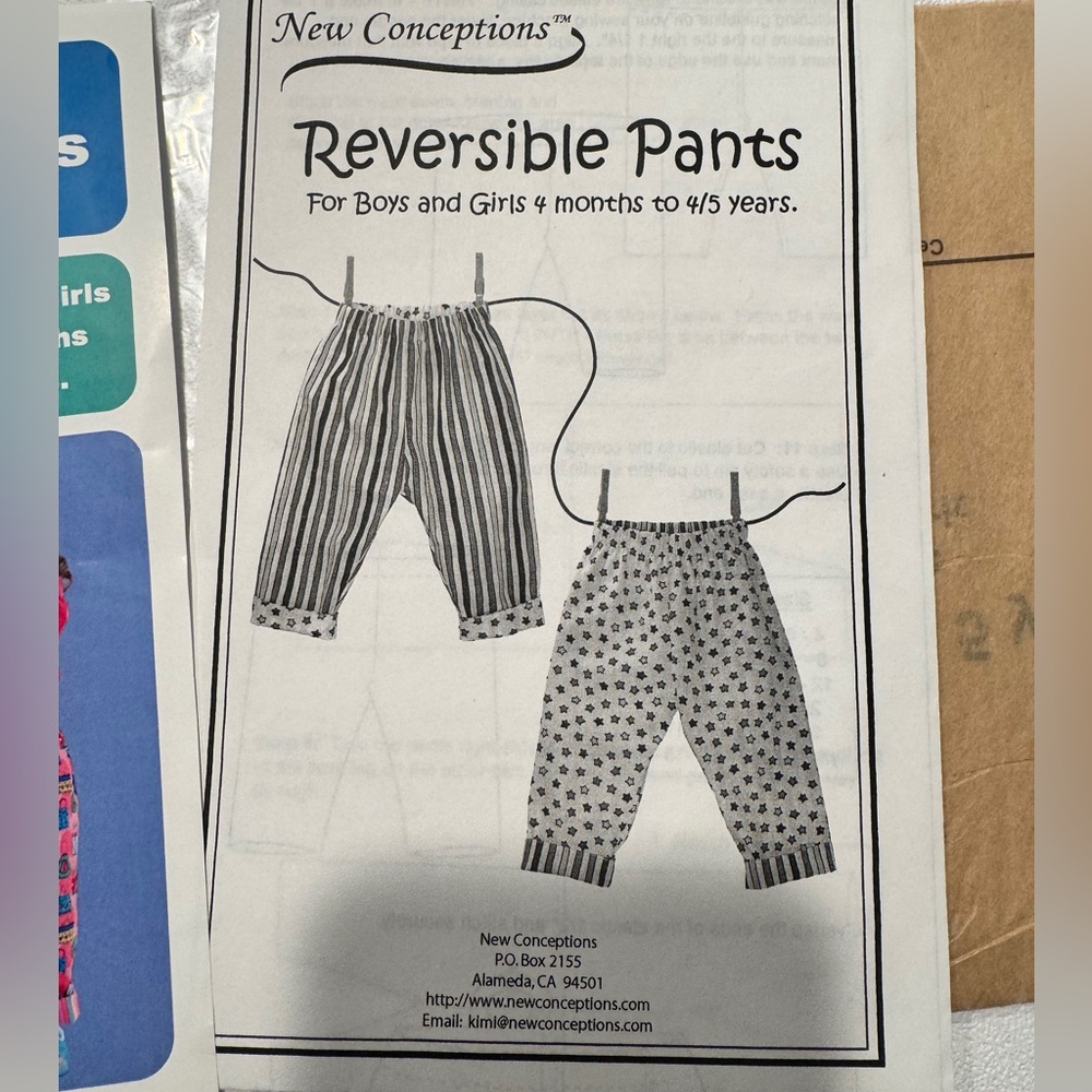 New Conceptions Reversible Pants Sewing Pattern - Picture 2 of 3